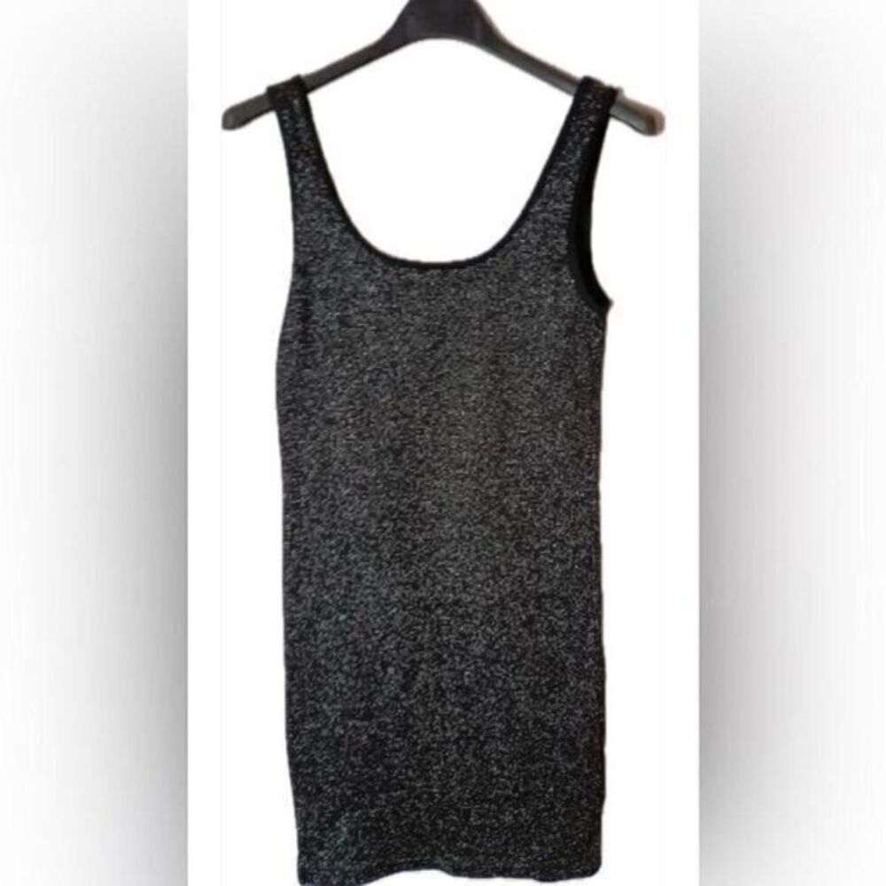 ZARA Womens Glitter Black Tank Dress Size Scoop Neck Sleeveless‎ Shimmery n071